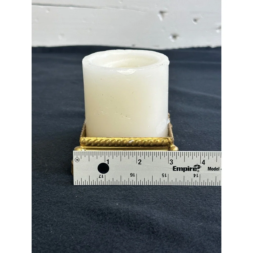 Claire Burke Royal Vanilla Pillar Candle with Gold Tassel Decorative Holder